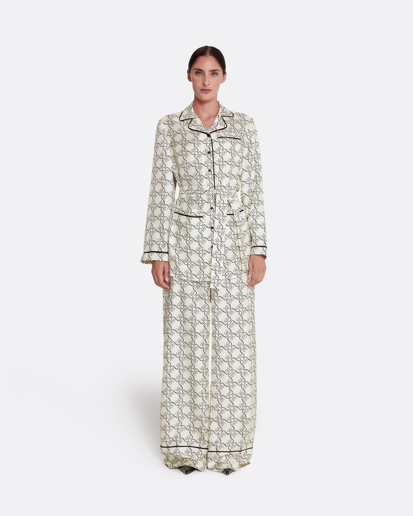 Rossana Trousers in Black on Ecru