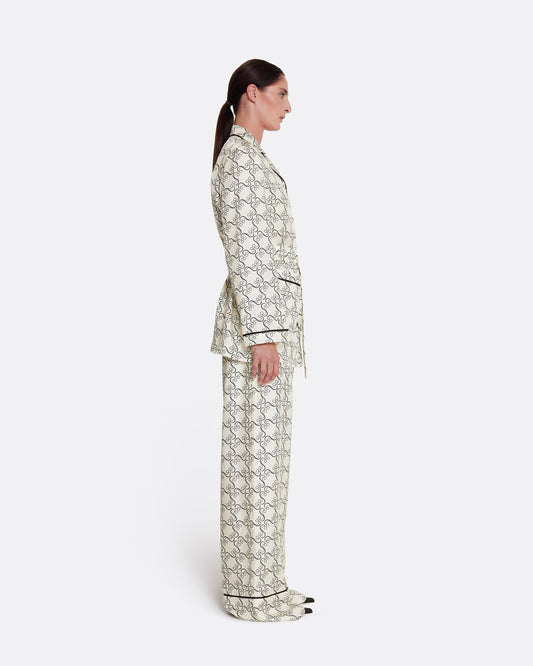 Loose-fit straight-leg pant in BLACK ON ECRU