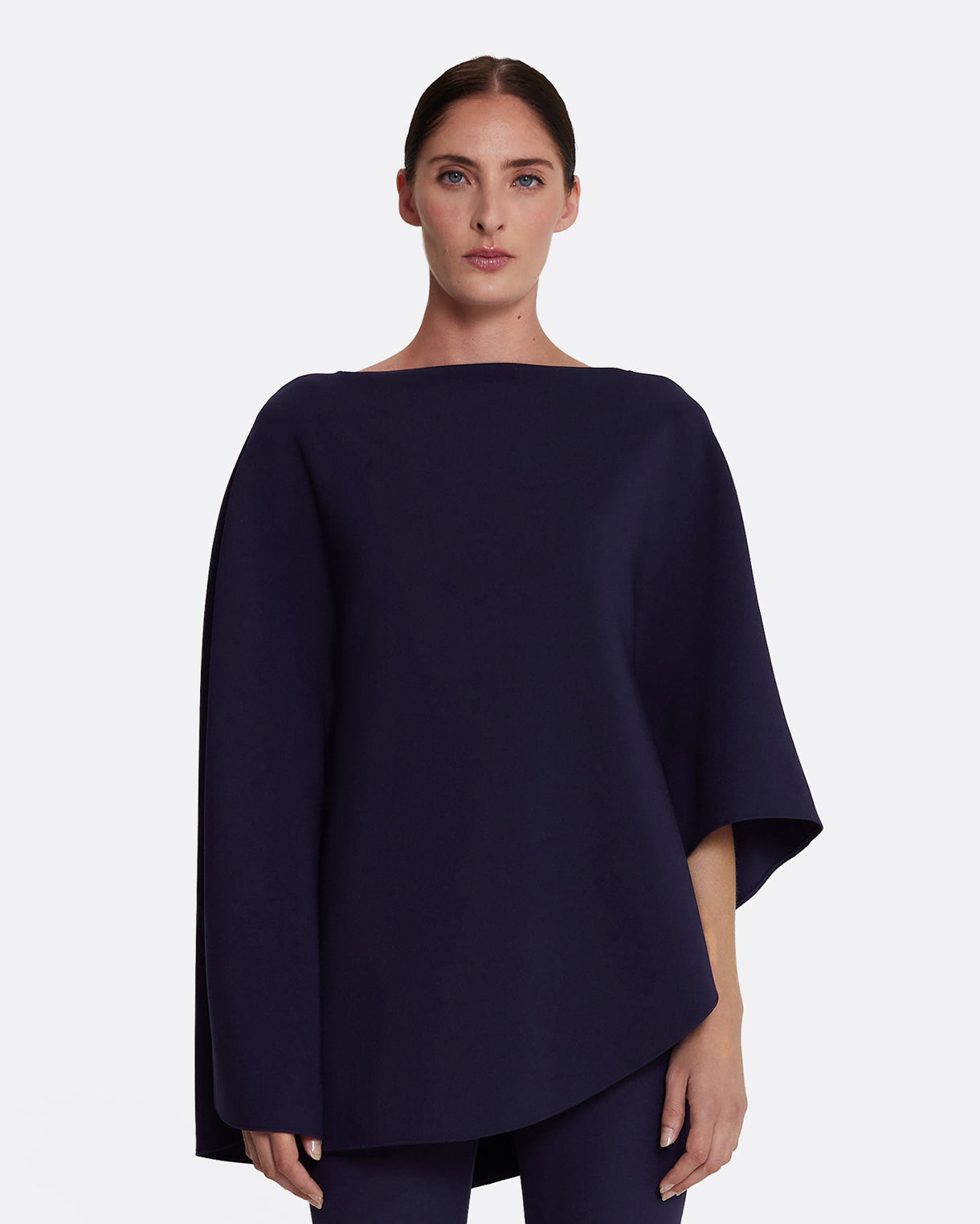 Flowing kaftan top with flattering seam detail  in AZURITE