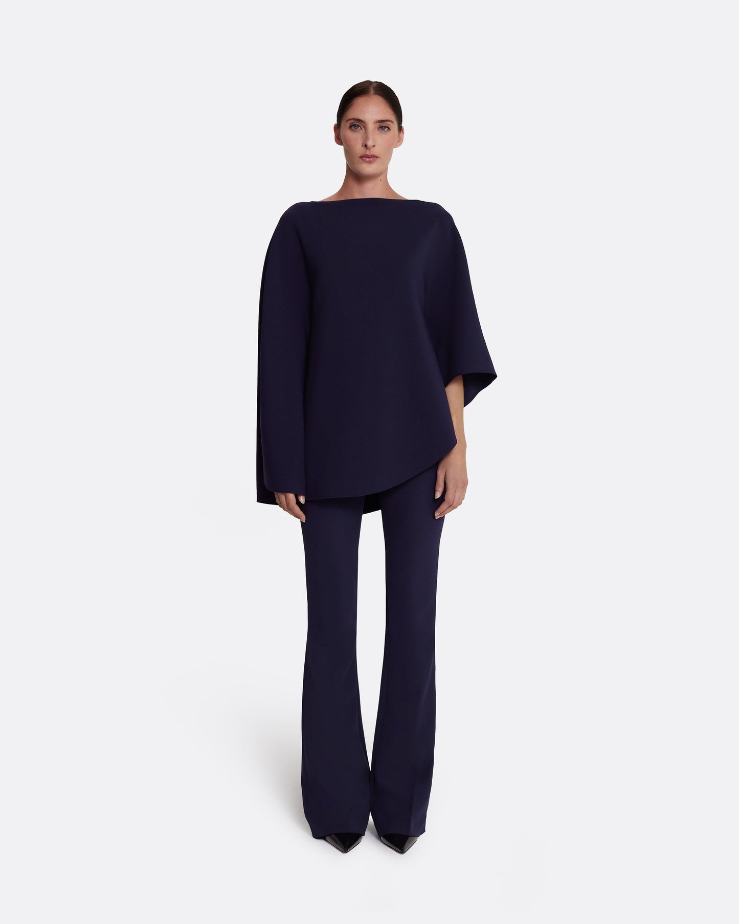 Flowing kaftan top with flattering seam detail  in AZURITE