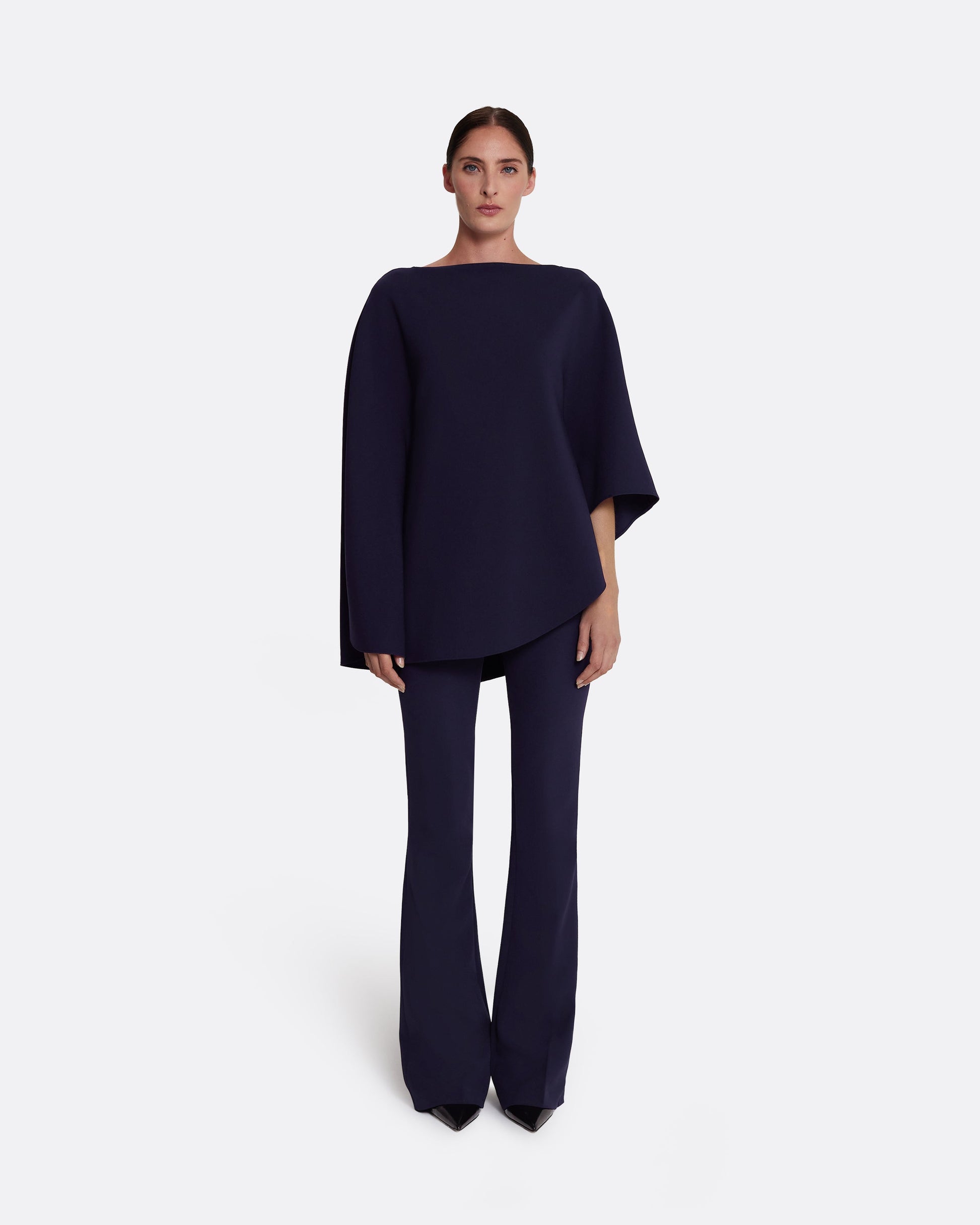 Flowing kaftan top with flattering seam detail  in AZURITE