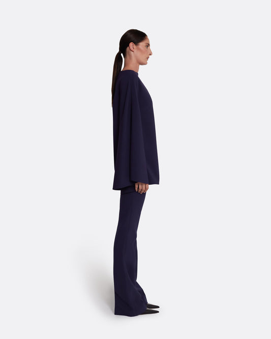 Flowing kaftan top with flattering seam detail  in AZURITE
