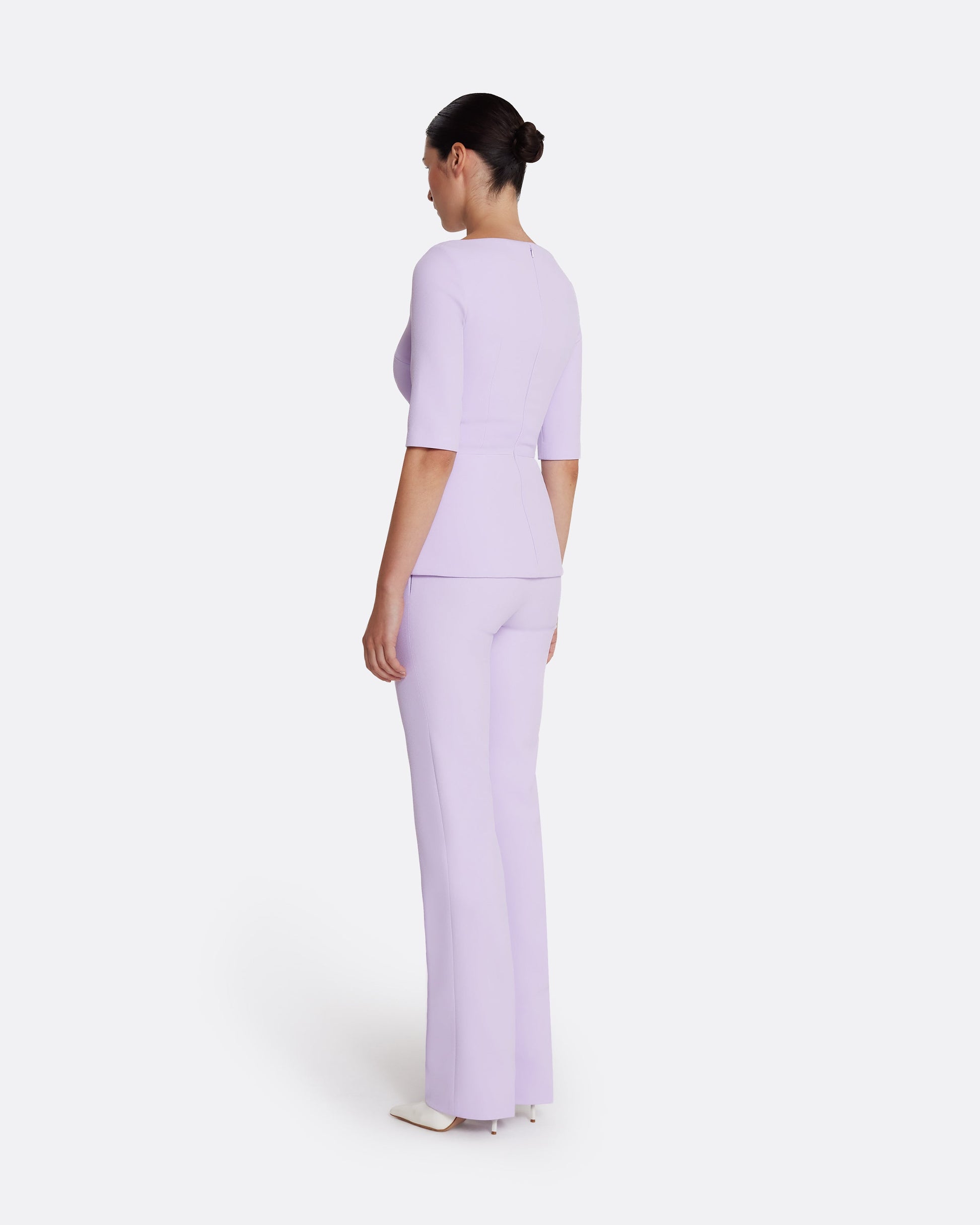long sleeve top with draped peplum in VERBENA