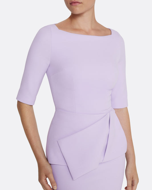 long sleeve top with draped peplum in VERBENA