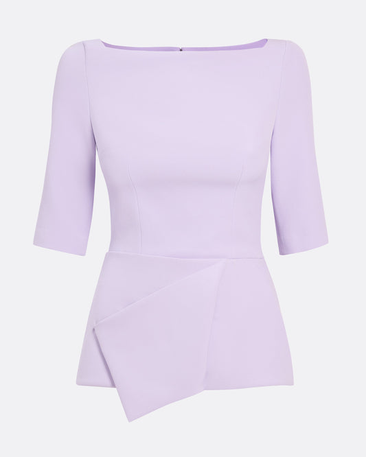 long sleeve top with draped peplum in VERBENA