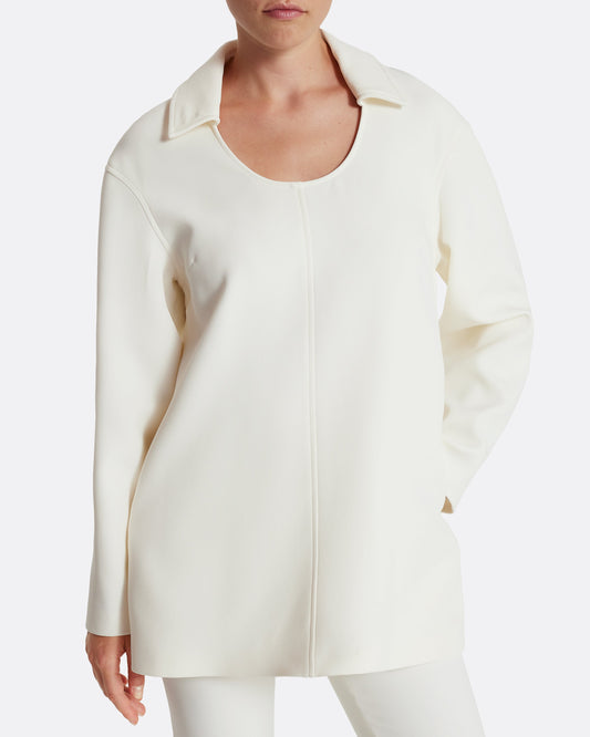 Collared relaxed-fit top in IVORY