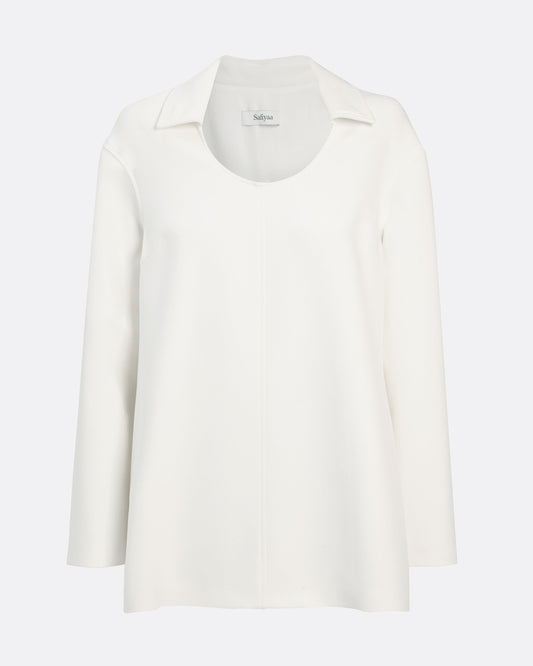 Collared relaxed-fit top in IVORY