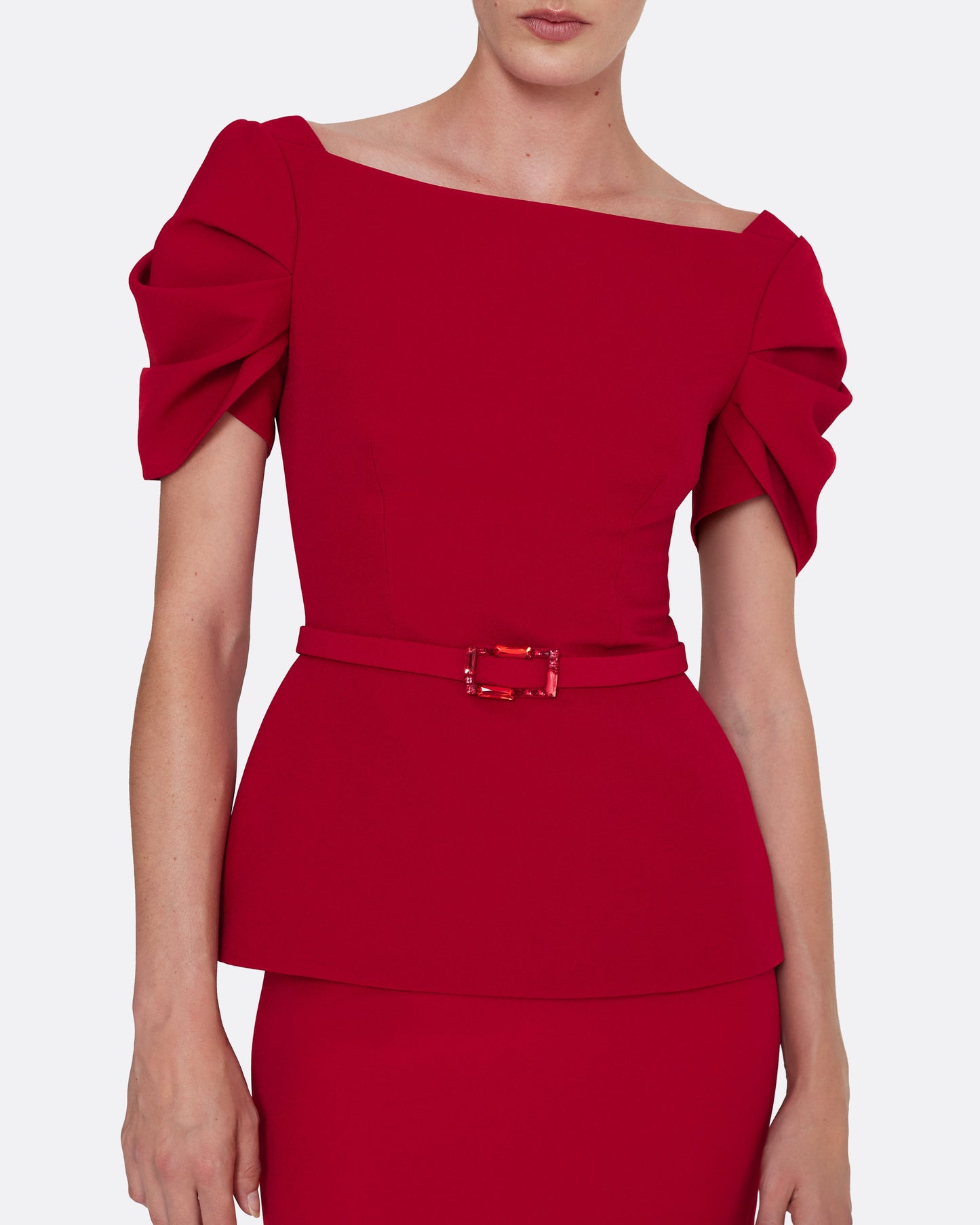 Ivana Top & Bertha Belt in Azalea Red with Multi-reds