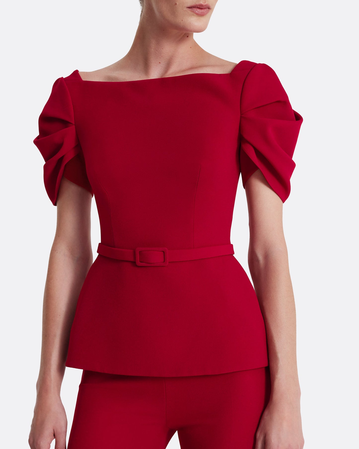 Ivana Top & Bertha Belt in Azalea Red