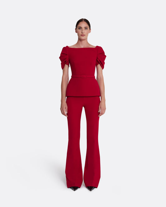 Ivana Top & Bertha Belt in Azalea Red