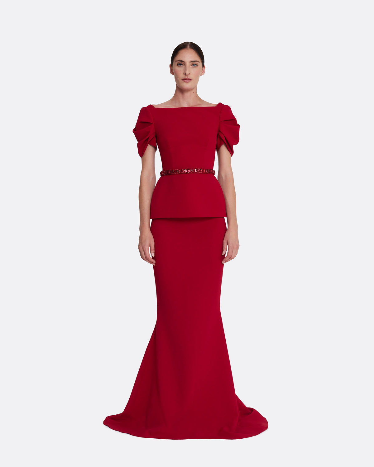 Ivana Top & Jonia Belt in Azalea Red with Multi-reds