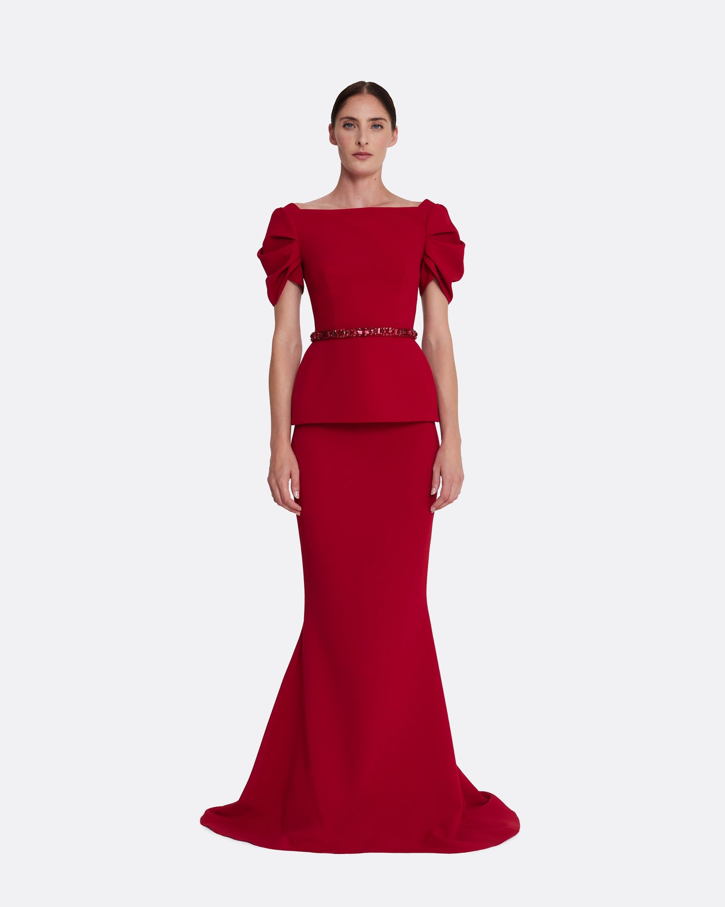 Ivana Top & Jonia Belt in Azalea Red with Multi-reds