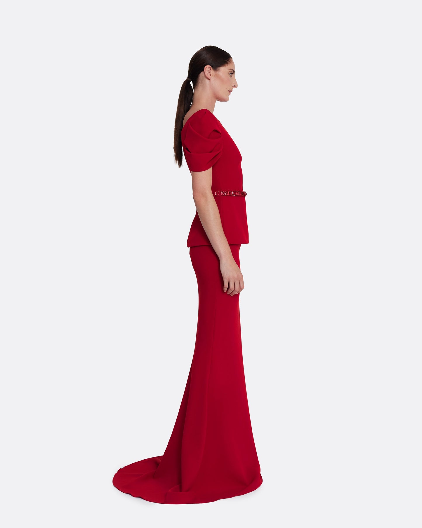 Ivana Top & Jonia Belt in Azalea Red with Multi-reds