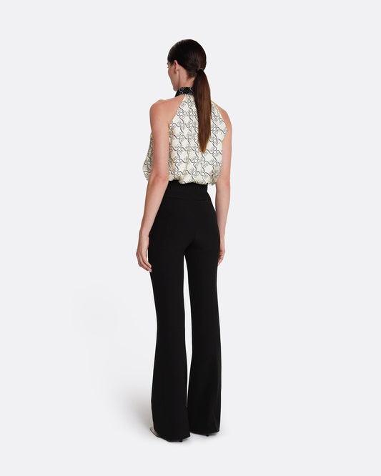 Halter neck style top  in BLACK ON ECRU