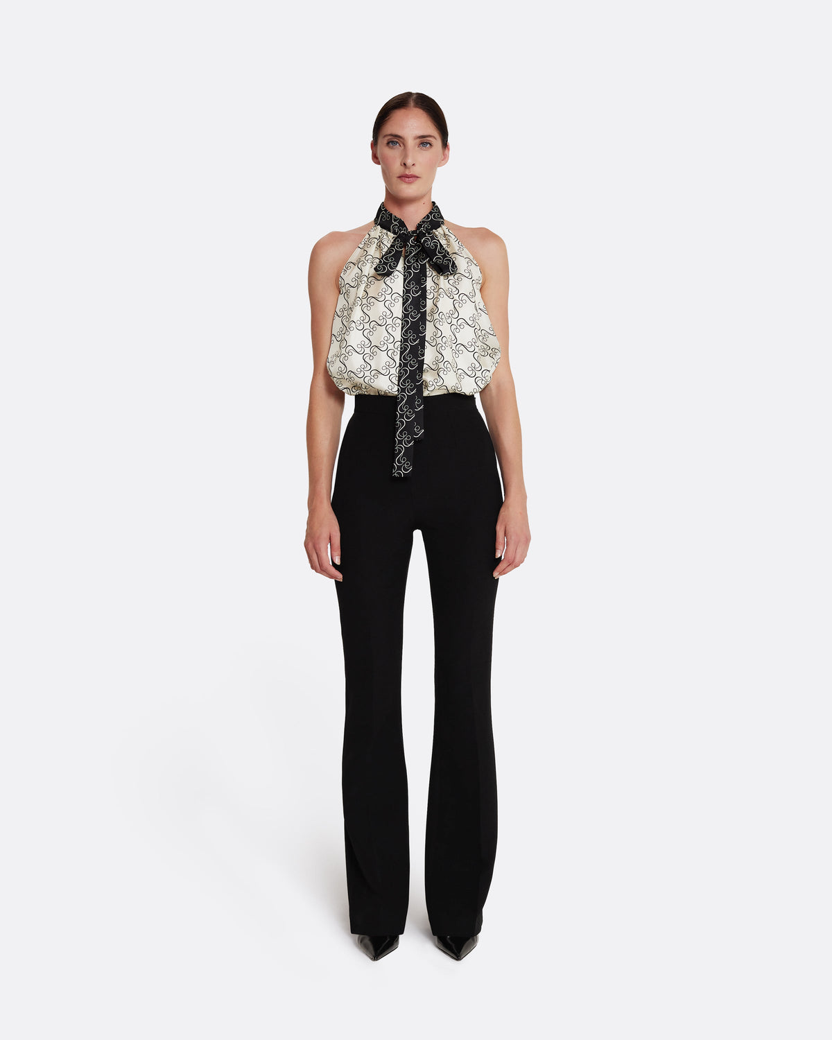 Letizia Top in Black on Ecru