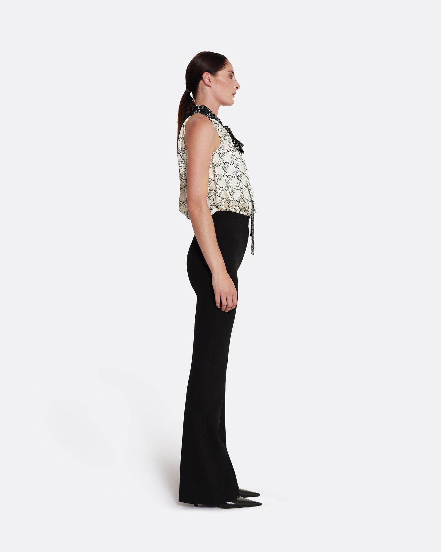 Letizia Top in Black on Ecru