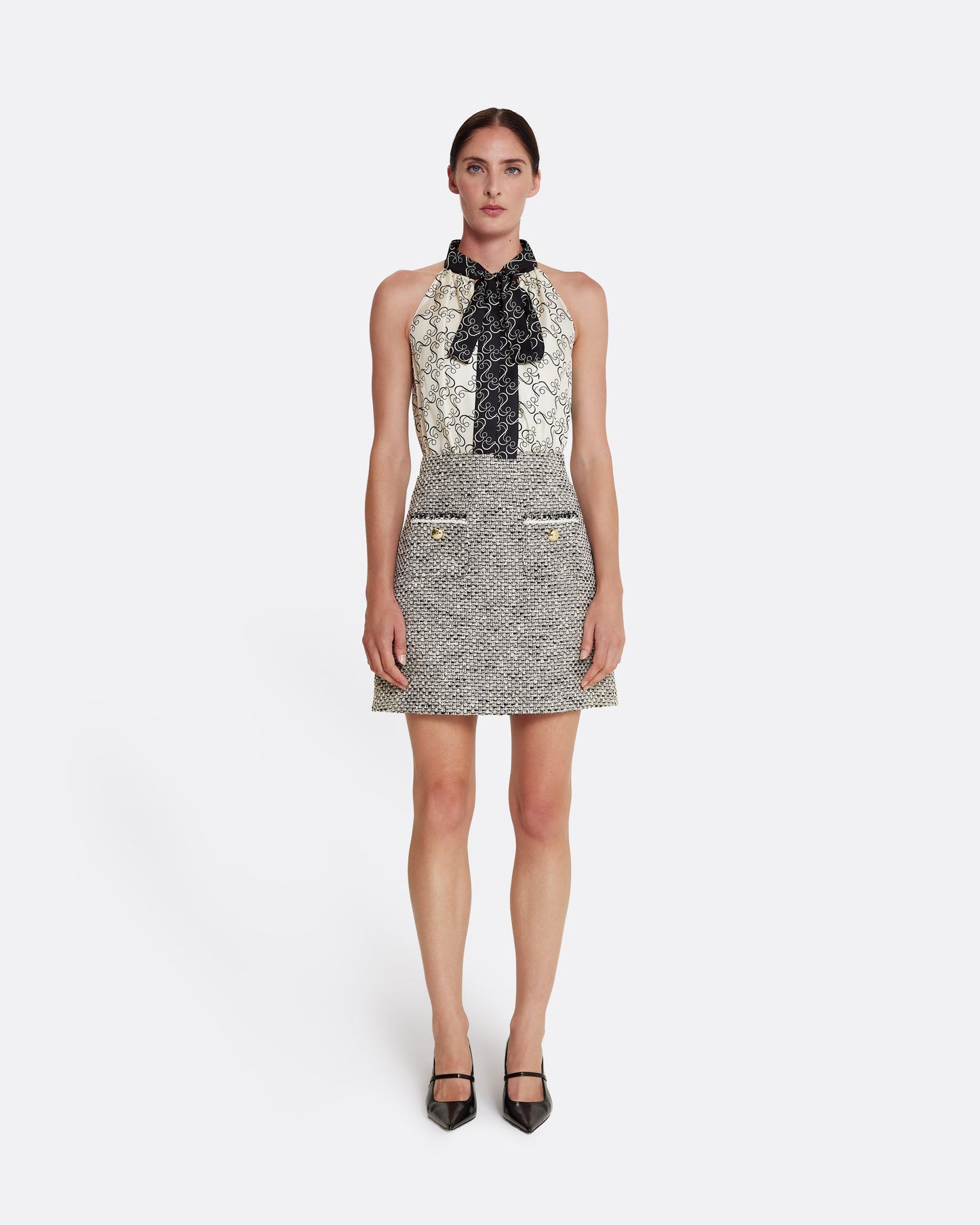Letizia Top in Black on Ecru