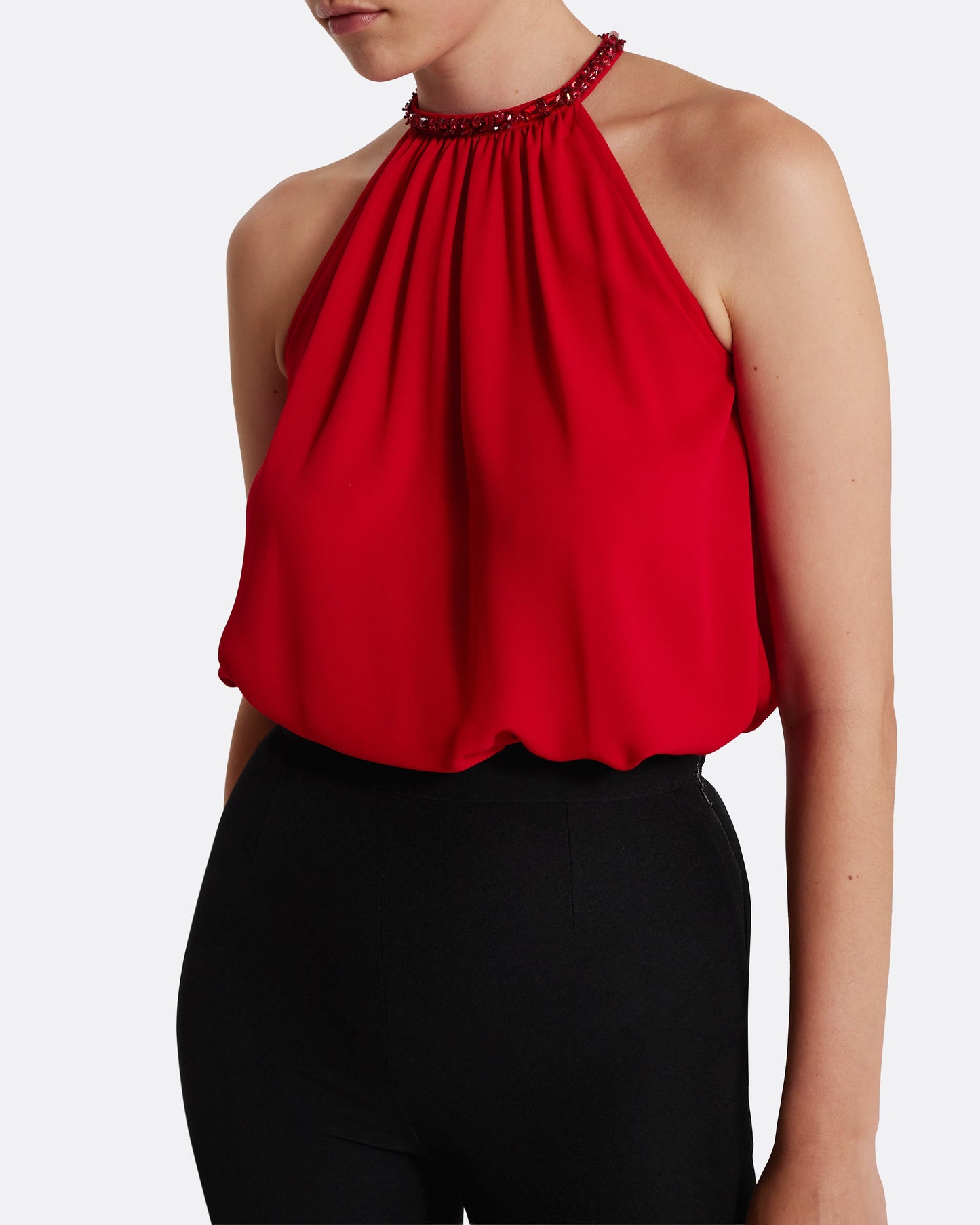 Lunetta Top in Azalea Red with Multi-reds