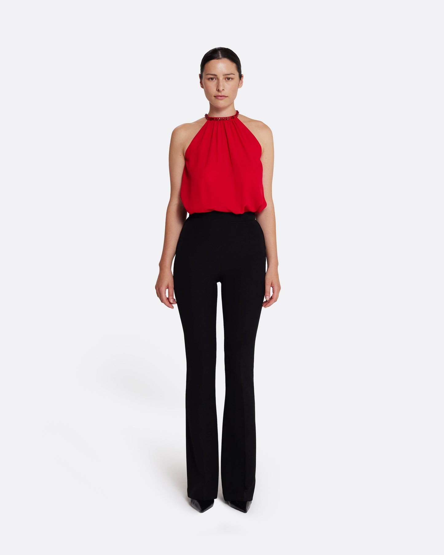 Lunetta Top in Azalea Red with Multi-reds