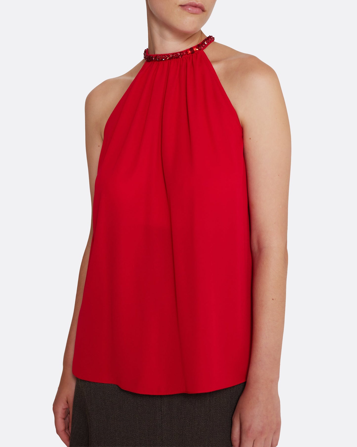 Lunetta Top in Azalea Red with Multi-reds