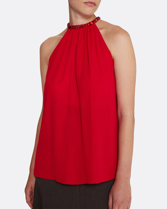 Lunetta Top in Azalea Red with Multi-reds
