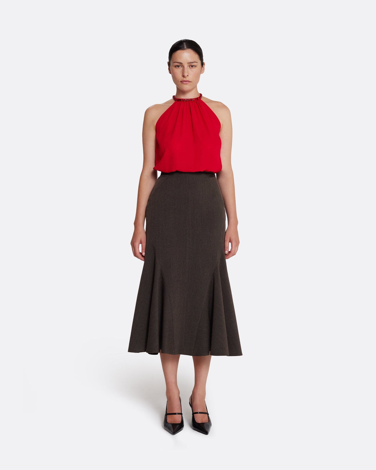 Lunetta Top in Azalea Red with Multi-reds