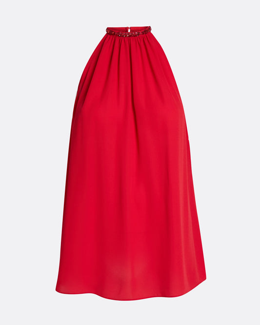 Lunetta Top in Azalea Red with Multi-reds