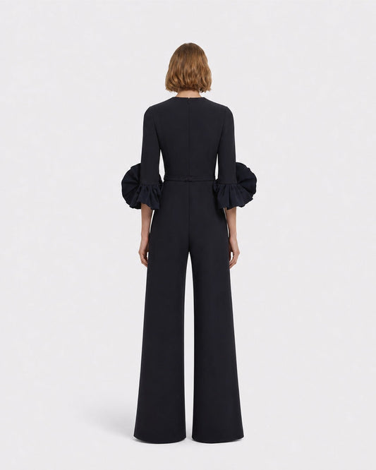 Belen Jumpsuit in Midnight Navy with Embellished Belt
