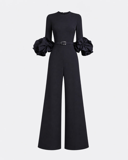 Belen Jumpsuit in Midnight Navy with Embellished Belt