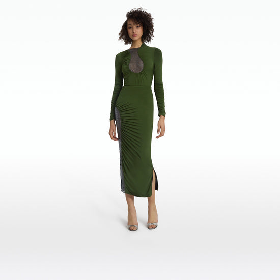 Jessica Olive Midi Dress – Maison Safiyaa USA