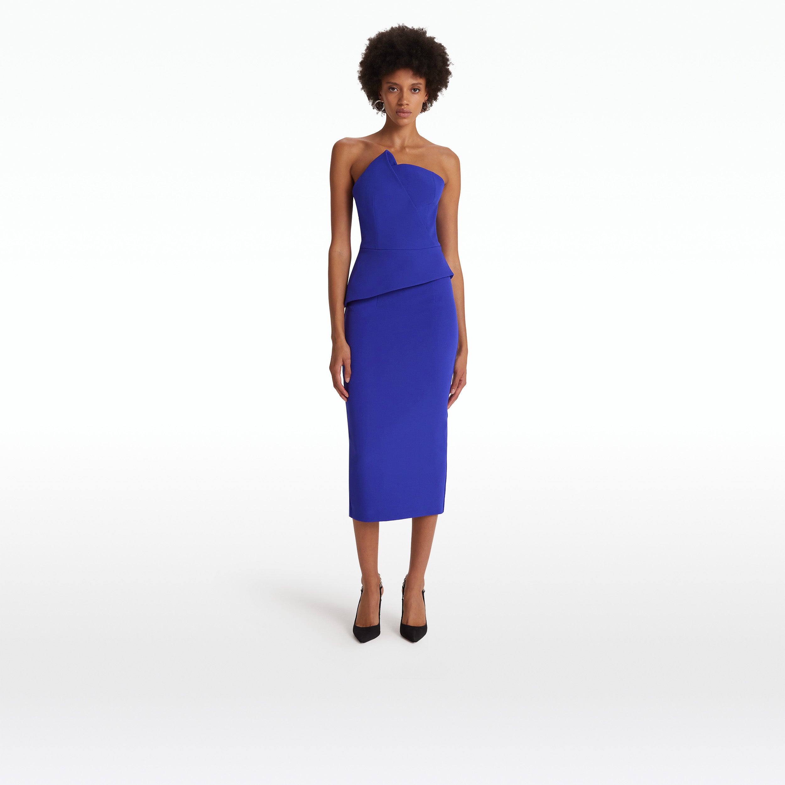 Delani Azure Blue Midi Dress – Maison Safiyaa USA