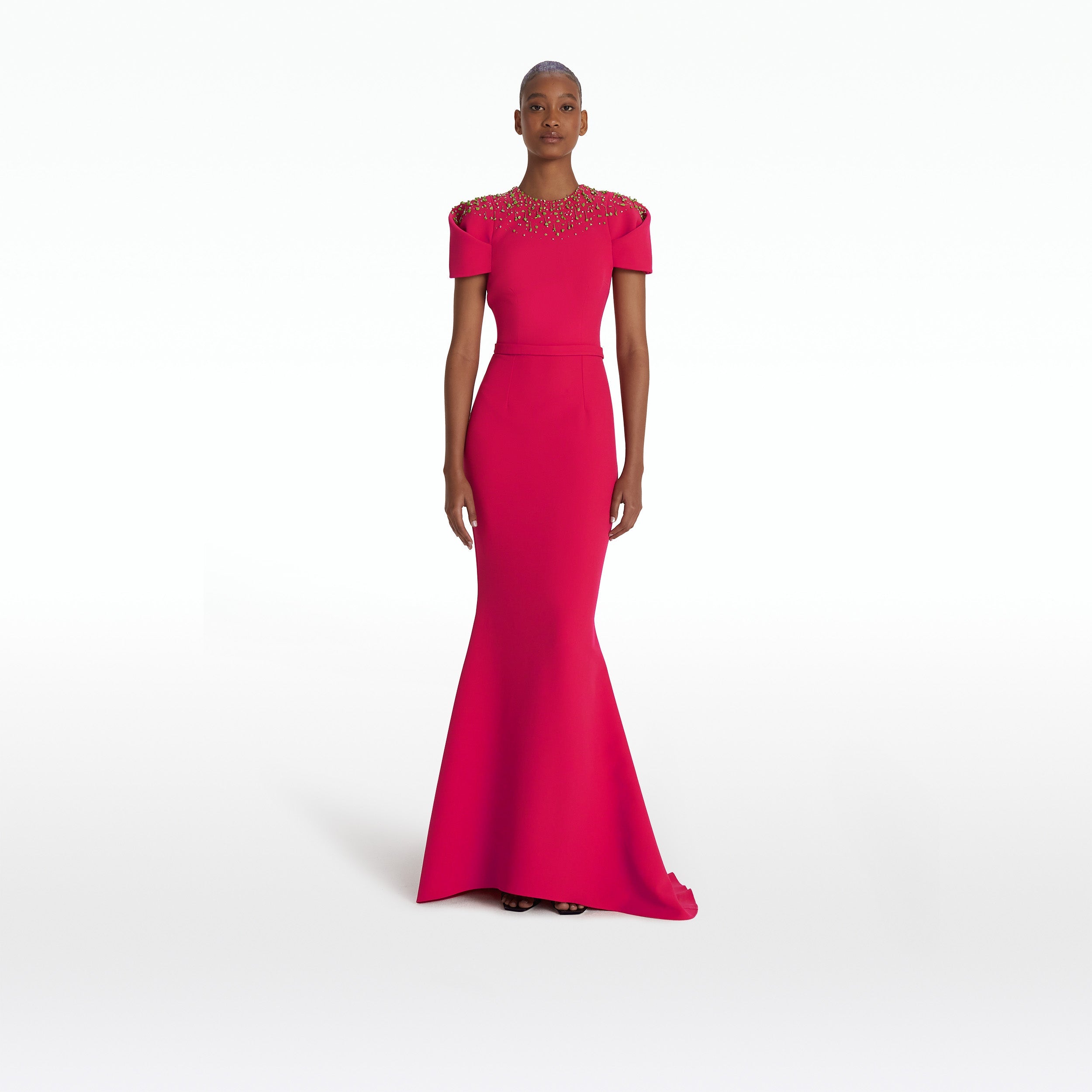 Raspberry evening dress top