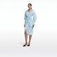 Oriana Pale Blue & White Midi Dress