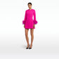 Rena Wild Strawberry Feather-Trimmed Short Dress